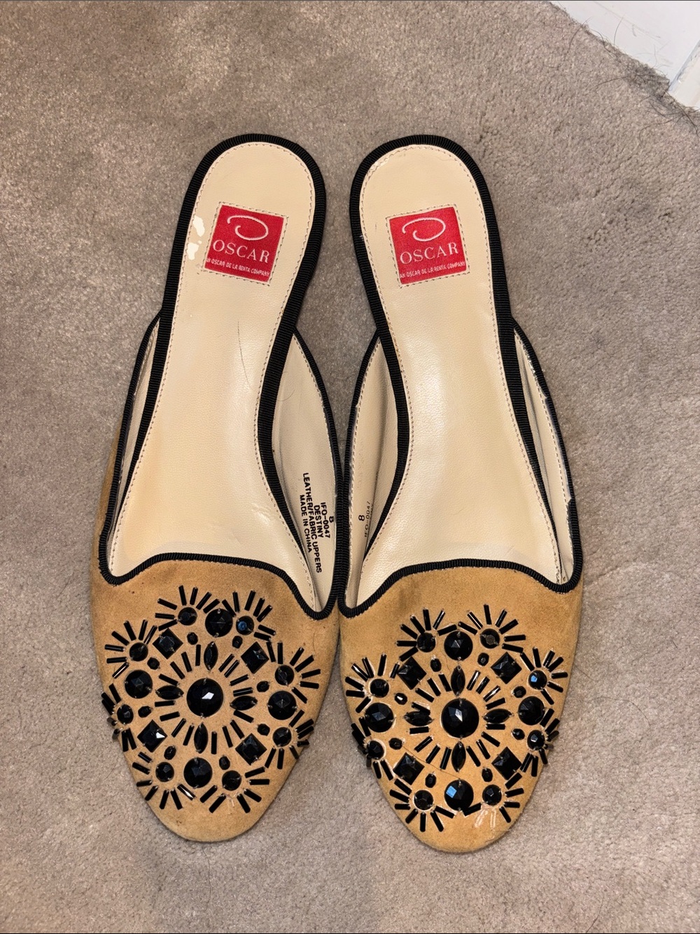Oscar de la Renta Vintage Destiny Jeweled Slip-On Mules size 8